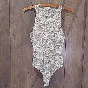 Cream Leopard-Print Tank Bodysuit Small